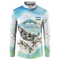 Uzbekistan Independence Day Button Sweatshirt Honor The Legacy Flying Eagle Plants National Emblem