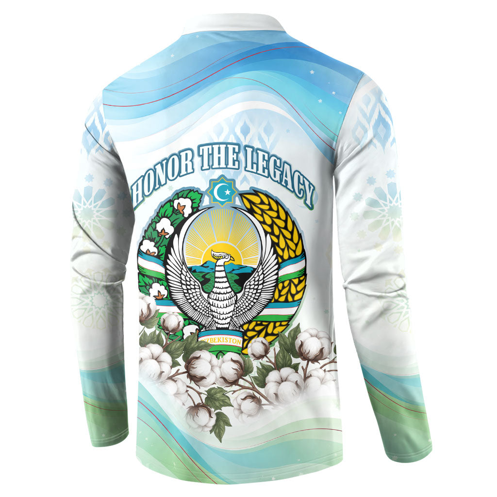 Uzbekistan Independence Day Button Sweatshirt Honor The Legacy Flying Eagle Plants National Emblem