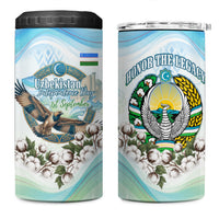Uzbekistan Independence Day 4 in 1 Can Cooler Tumbler Honor The Legacy Flying Eagle Plants National Emblem