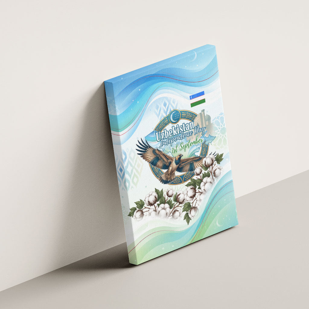 Uzbekistan Independence Day Canvas Wall Art Honor The Legacy Flying Eagle Plants National Emblem