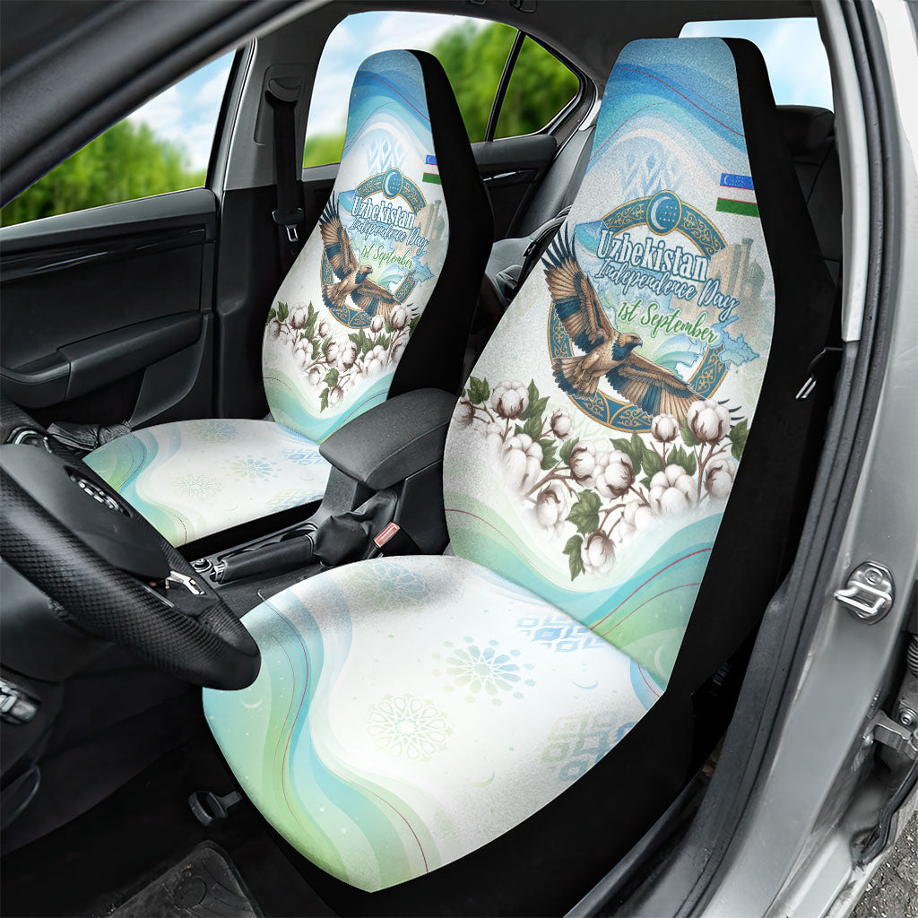 Uzbekistan Independence Day Car Seat Cover Honor The Legacy Flying Eagle Plants National Emblem