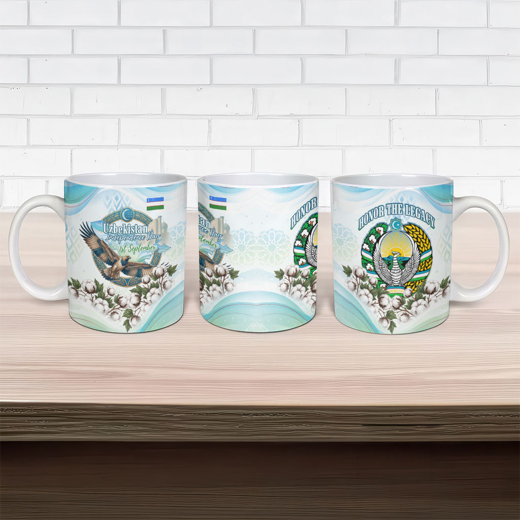 Uzbekistan Independence Day Ceramic Mug Honor The Legacy Flying Eagle Plants National Emblem