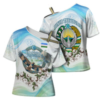 Uzbekistan Independence Day Cross Shoulder Shirt Honor The Legacy Flying Eagle Plants National Emblem