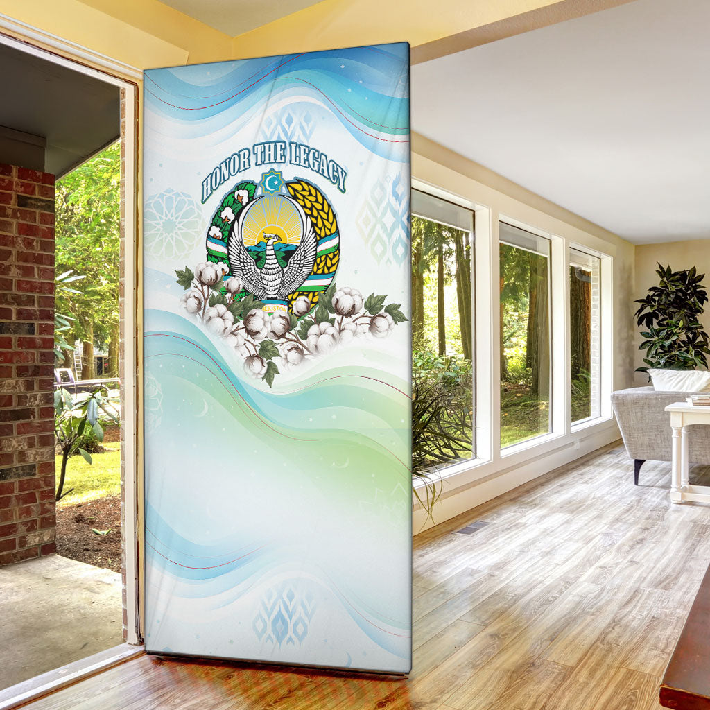 Uzbekistan Independence Day Door Cover Honor The Legacy Flying Eagle Plants National Emblem