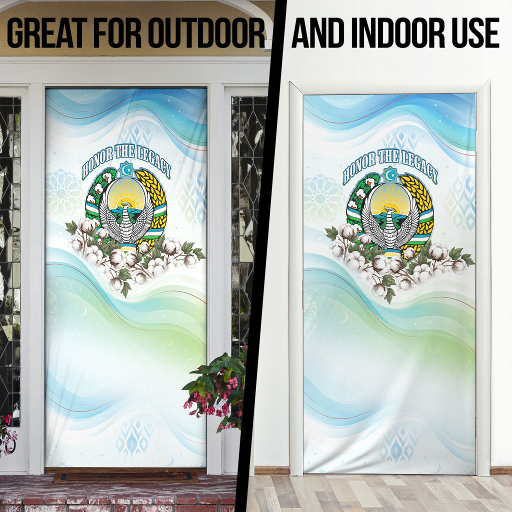 Uzbekistan Independence Day Door Cover Honor The Legacy Flying Eagle Plants National Emblem