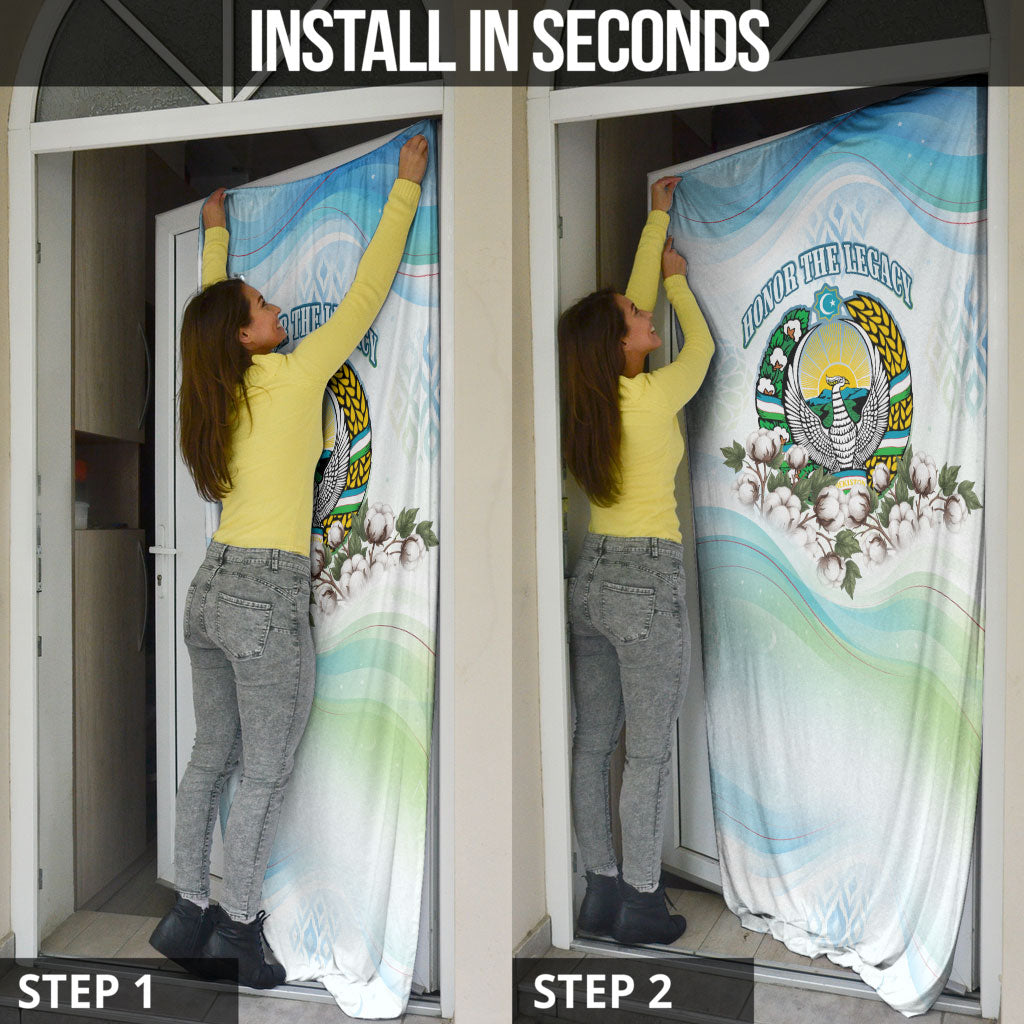 Uzbekistan Independence Day Door Cover Honor The Legacy Flying Eagle Plants National Emblem