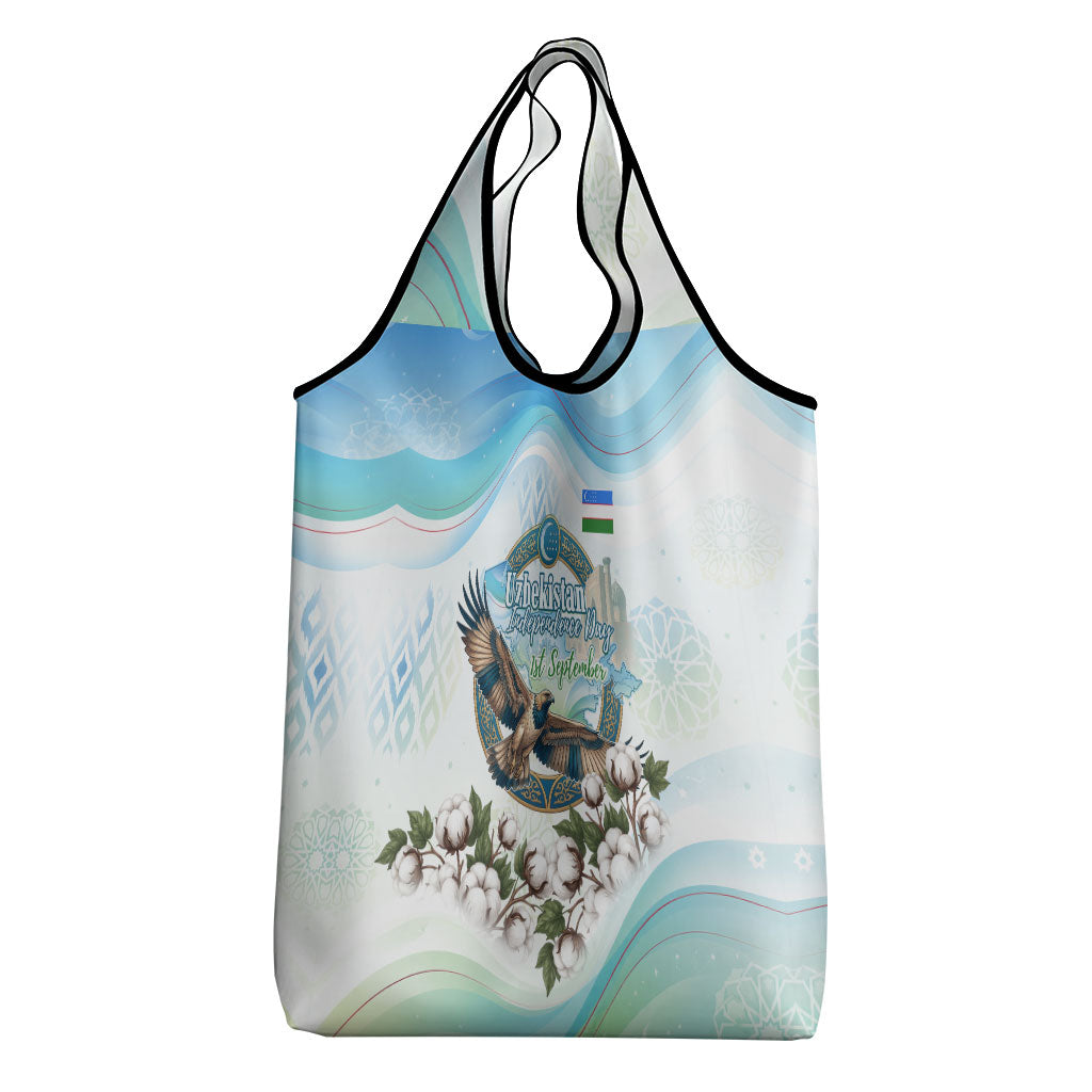 Uzbekistan Independence Day Grocery Bag Honor The Legacy Flying Eagle Plants National Emblem