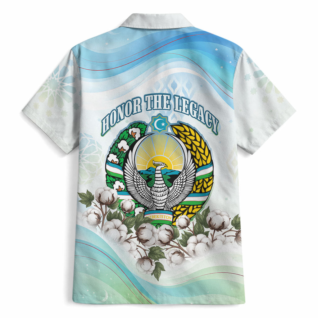Uzbekistan Independence Day Hawaiian Shirt Honor The Legacy Flying Eagle Plants National Emblem