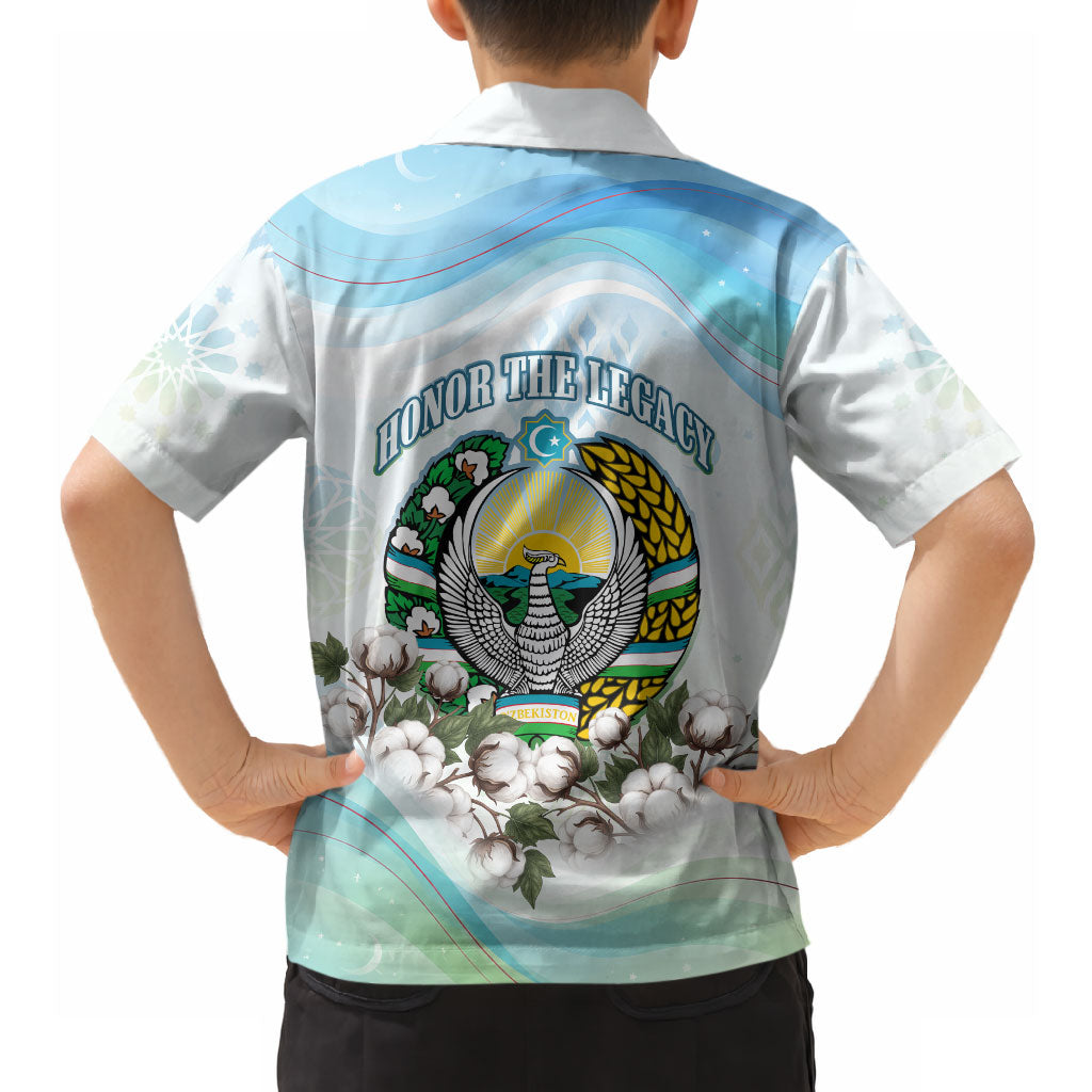 Uzbekistan Independence Day Hawaiian Shirt Honor The Legacy Flying Eagle Plants National Emblem