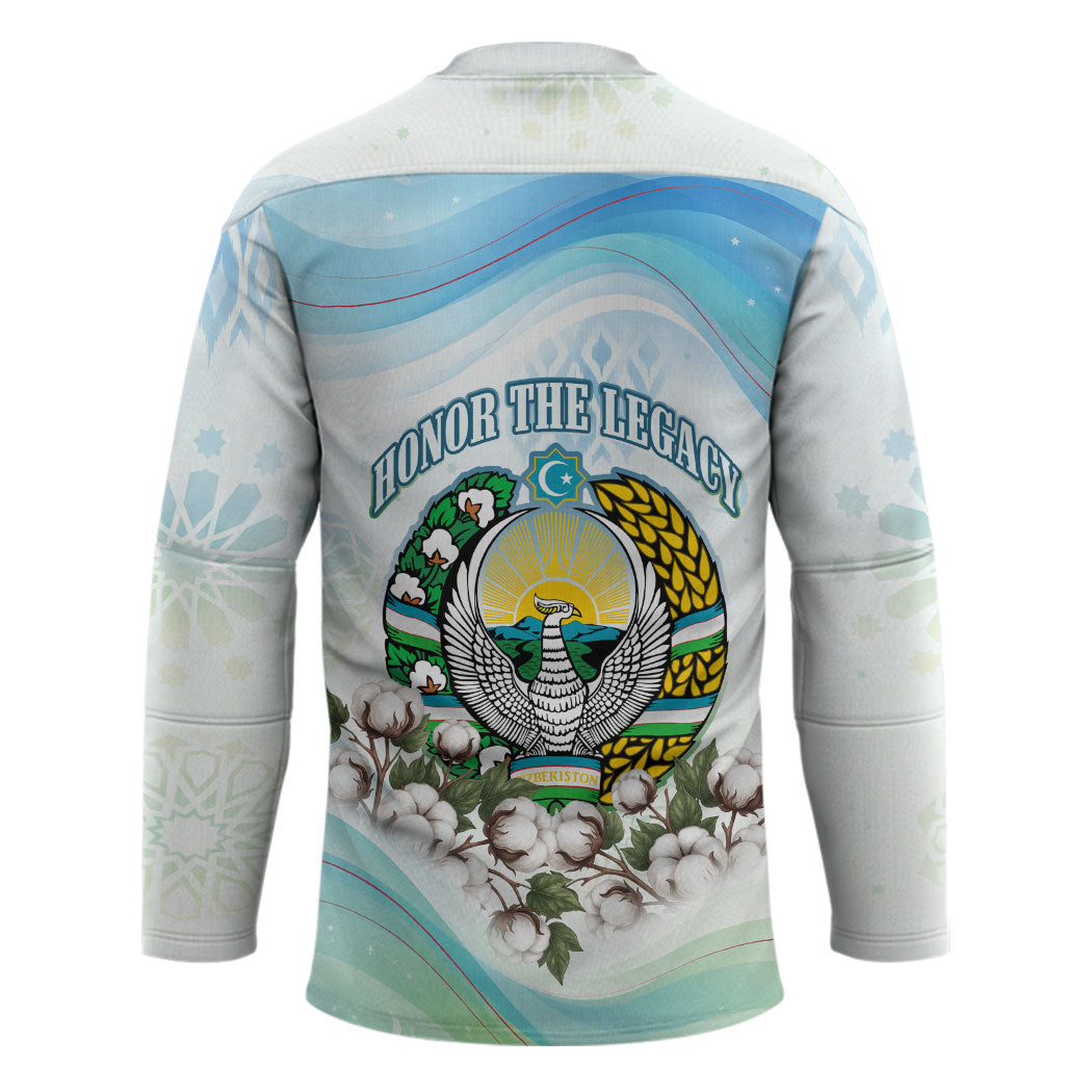 Uzbekistan Independence Day Hockey Jersey Honor The Legacy Flying Eagle Plants National Emblem