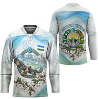 Uzbekistan Independence Day Hockey Jersey Honor The Legacy Flying Eagle Plants National Emblem