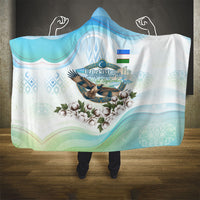 Uzbekistan Independence Day Hooded Blanket Honor The Legacy Flying Eagle Plants National Emblem