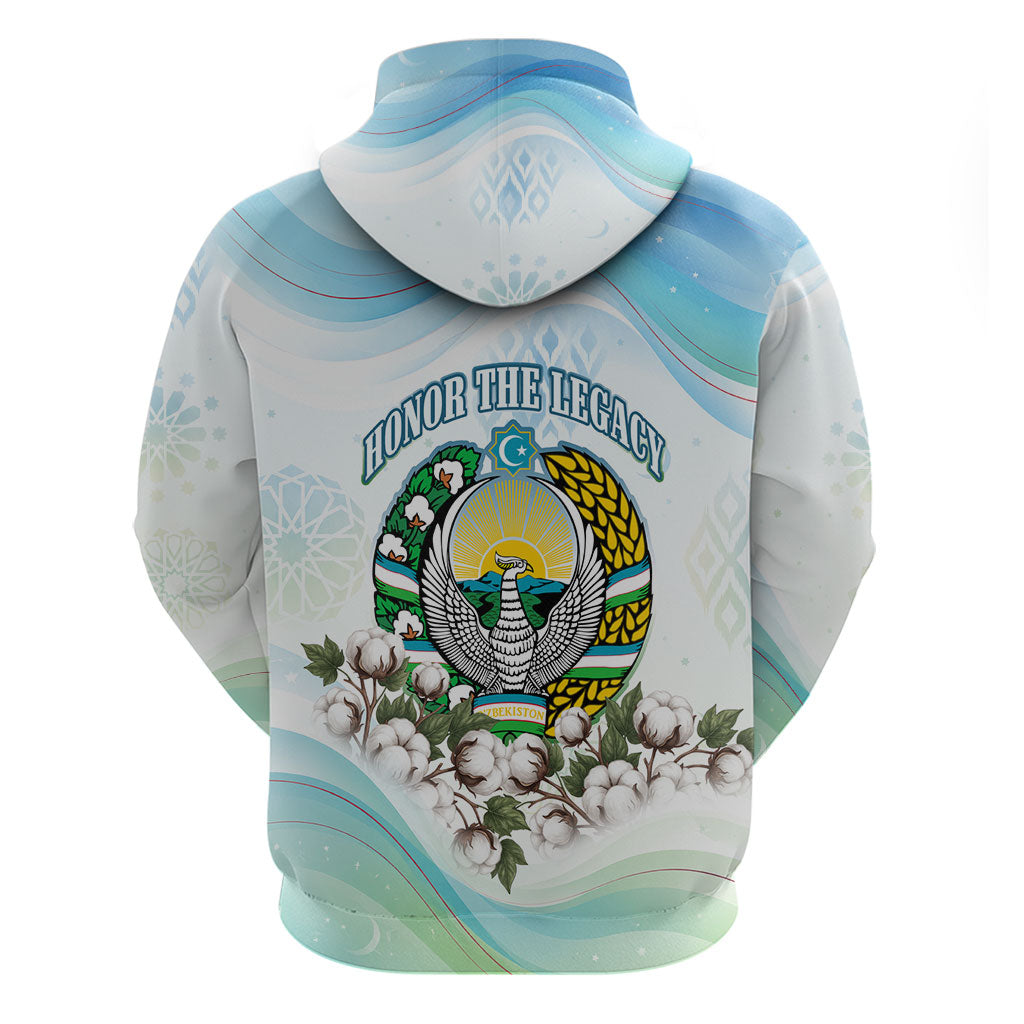 Uzbekistan Independence Day Hoodie Honor The Legacy Flying Eagle Plants National Emblem