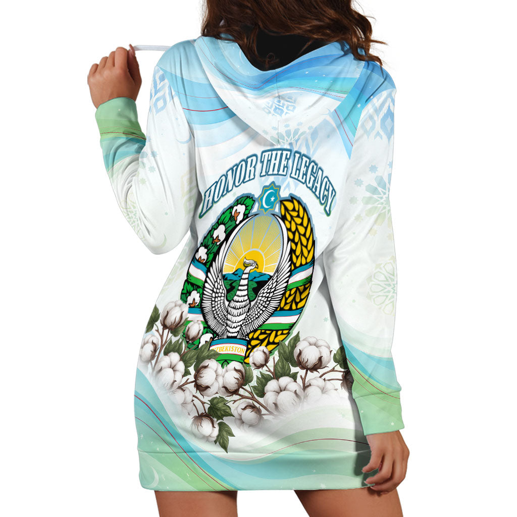 Uzbekistan Independence Day Hoodie Dress Honor The Legacy Flying Eagle Plants National Emblem