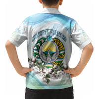 Uzbekistan Independence Day Kid Hawaiian Shirt Honor The Legacy Flying Eagle Plants National Emblem