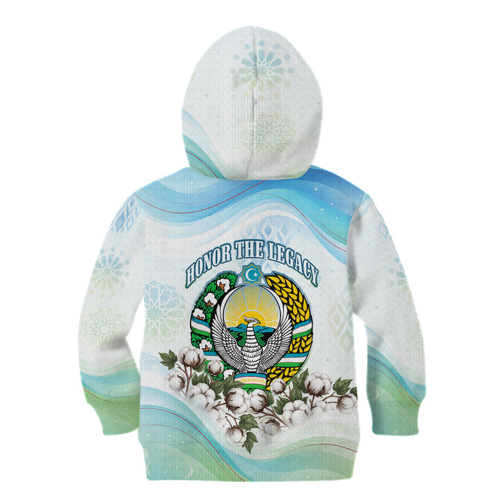 Uzbekistan Independence Day Kid Hoodie Honor The Legacy Flying Eagle Plants National Emblem