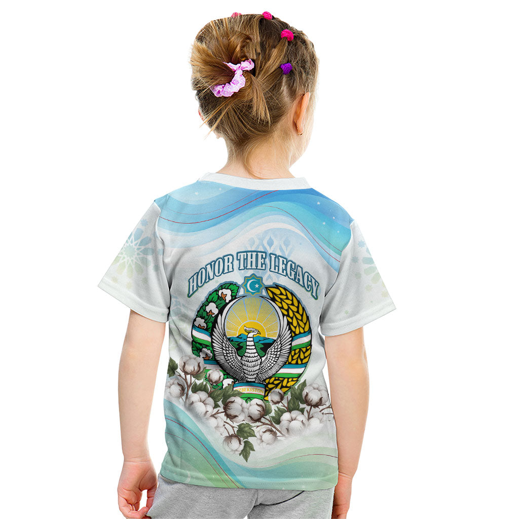 Uzbekistan Independence Day Kid T Shirt Honor The Legacy Flying Eagle Plants National Emblem