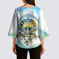 Uzbekistan Independence Day Kimono Sleeve Blouse Honor The Legacy Flying Eagle Plants National Emblem