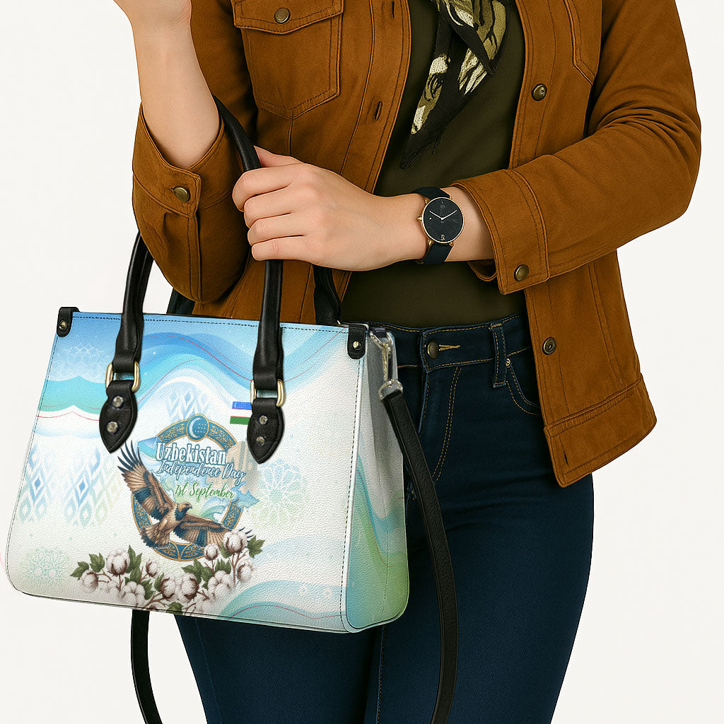 Uzbekistan Independence Day Leather Bag Honor The Legacy Flying Eagle Plants National Emblem