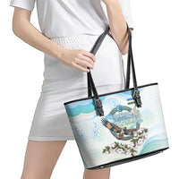 Uzbekistan Independence Day Leather Tote Bag Honor The Legacy Flying Eagle Plants National Emblem