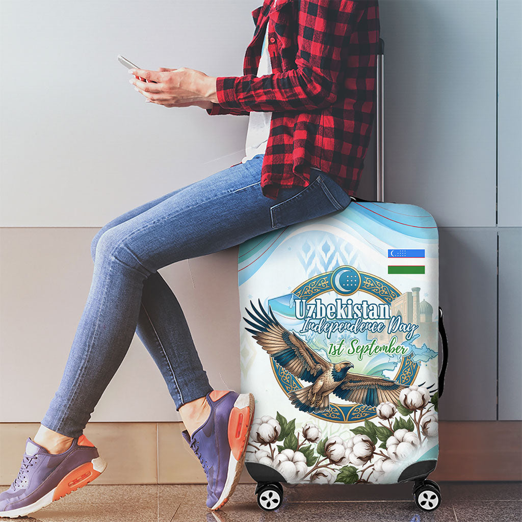 Uzbekistan Independence Day Luggage Cover Honor The Legacy Flying Eagle Plants National Emblem
