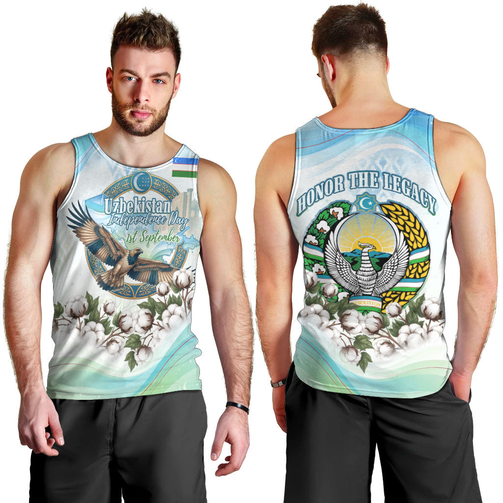 Uzbekistan Independence Day Men Tank Top Honor The Legacy Flying Eagle Plants National Emblem