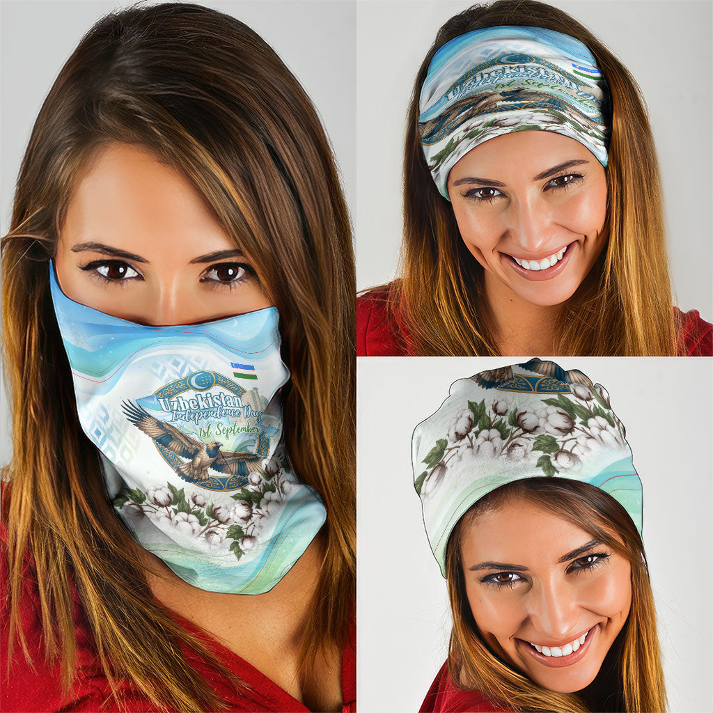 Uzbekistan Independence Day Neck Gaiter Honor The Legacy Flying Eagle Plants National Emblem