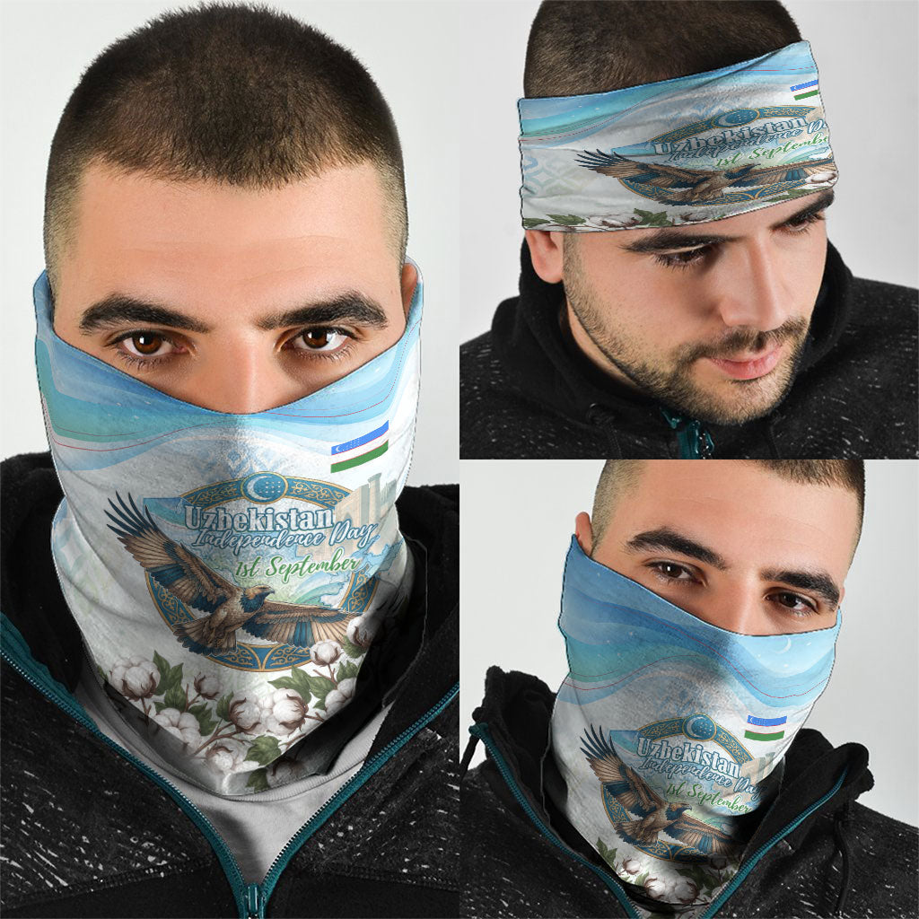 Uzbekistan Independence Day Neck Gaiter Honor The Legacy Flying Eagle Plants National Emblem