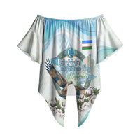Uzbekistan Independence Day Off Shoulder Wrap Waist Top Honor The Legacy Flying Eagle Plants National Emblem
