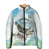 Uzbekistan Independence Day Padded Jacket Honor The Legacy Flying Eagle Plants National Emblem