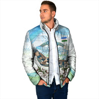 Uzbekistan Independence Day Padded Jacket Honor The Legacy Flying Eagle Plants National Emblem