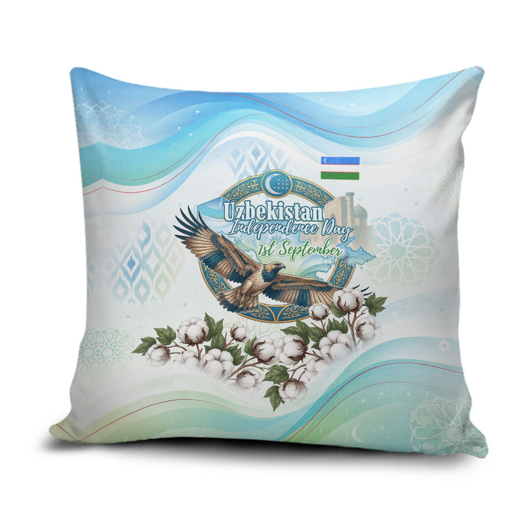 Uzbekistan Independence Day Pillow Cover Honor The Legacy Flying Eagle Plants National Emblem