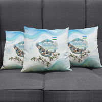 Uzbekistan Independence Day Pillow Cover Honor The Legacy Flying Eagle Plants National Emblem