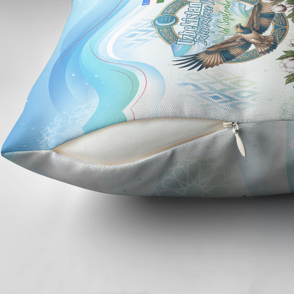 Uzbekistan Independence Day Pillow Cover Honor The Legacy Flying Eagle Plants National Emblem