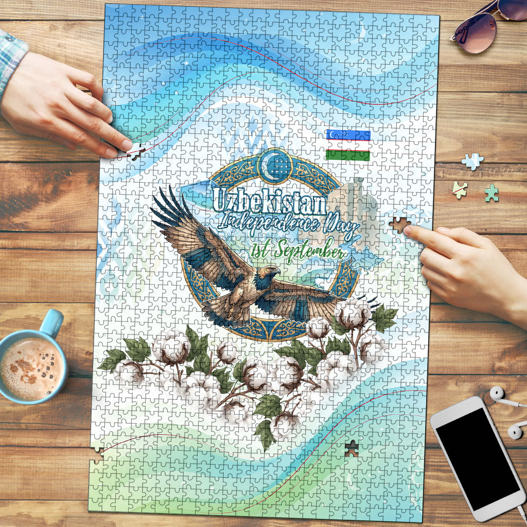 Uzbekistan Independence Day Puzzle Honor The Legacy Flying Eagle Plants National Emblem