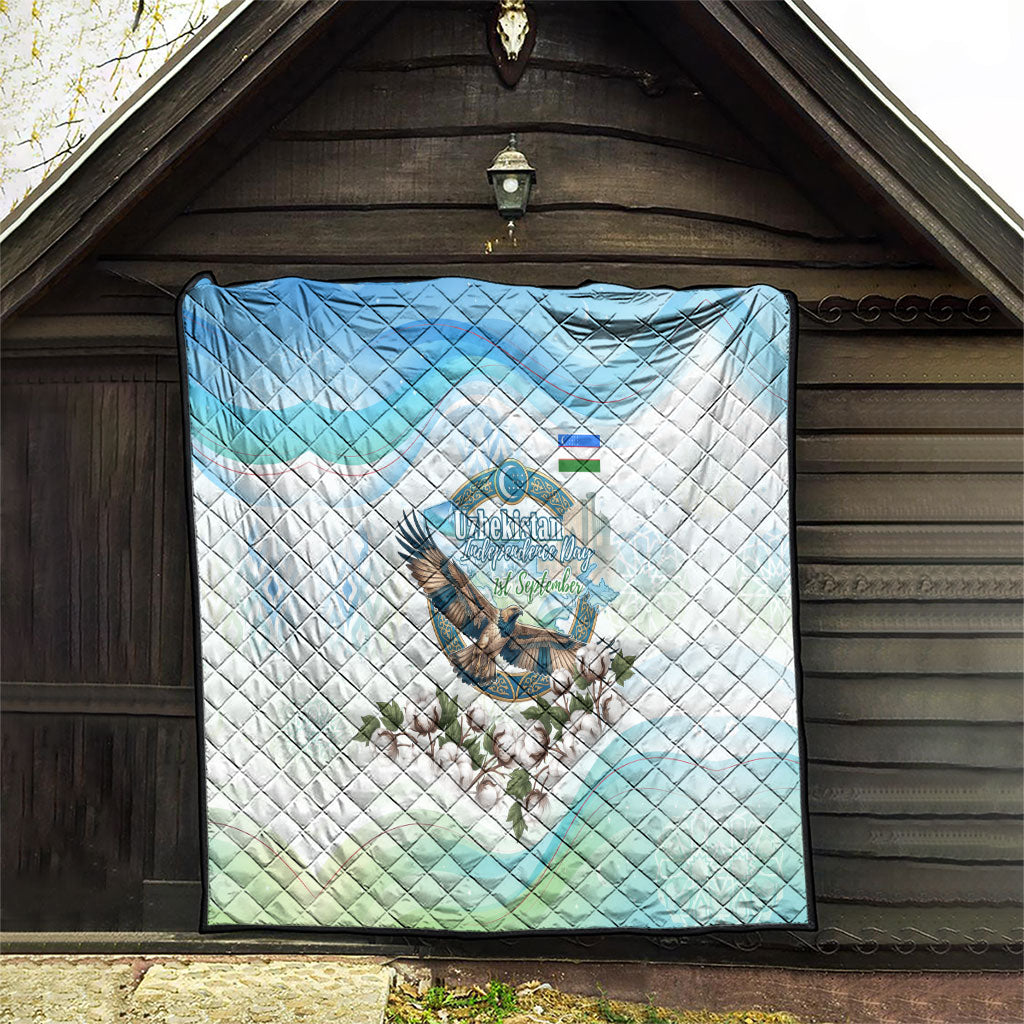Uzbekistan Independence Day Quilt Honor The Legacy Flying Eagle Plants National Emblem
