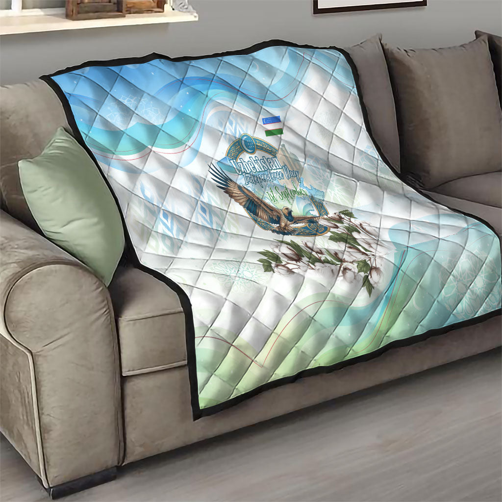 Uzbekistan Independence Day Quilt Honor The Legacy Flying Eagle Plants National Emblem