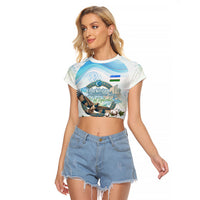 Uzbekistan Independence Day Raglan Cropped T Shirt Honor The Legacy Flying Eagle Plants National Emblem