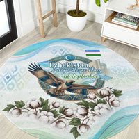 Uzbekistan Independence Day Round Carpet Honor The Legacy Flying Eagle Plants National Emblem