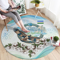 Uzbekistan Independence Day Round Carpet Honor The Legacy Flying Eagle Plants National Emblem