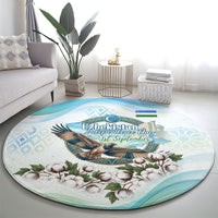 Uzbekistan Independence Day Round Carpet Honor The Legacy Flying Eagle Plants National Emblem