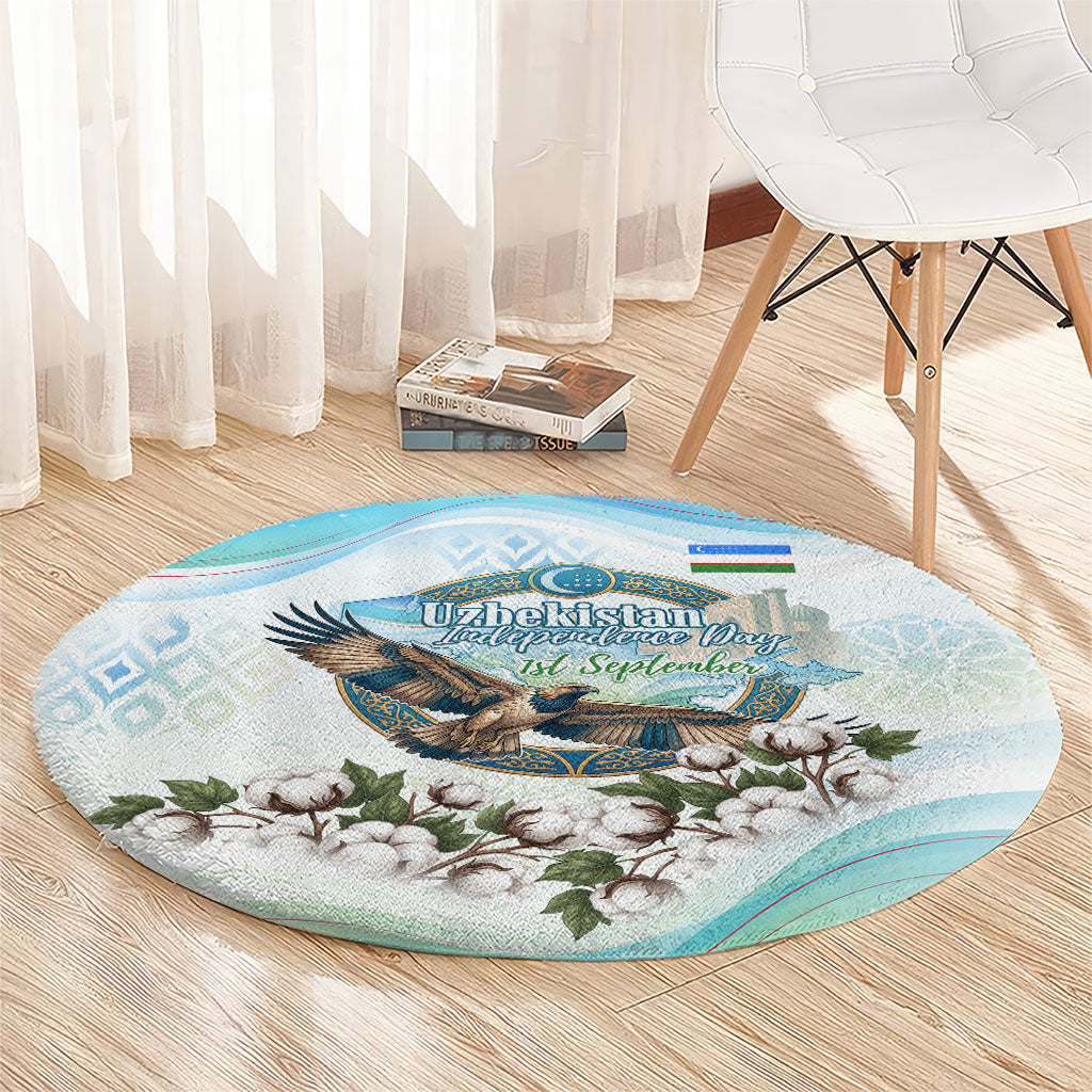 Uzbekistan Independence Day Round Carpet Honor The Legacy Flying Eagle Plants National Emblem