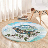 Uzbekistan Independence Day Round Carpet Honor The Legacy Flying Eagle Plants National Emblem