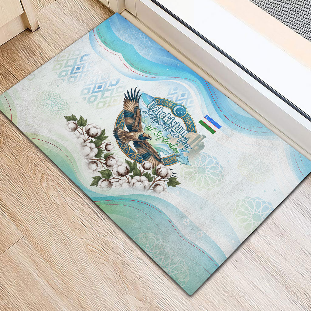 Uzbekistan Independence Day Rubber Doormat Honor The Legacy Flying Eagle Plants National Emblem