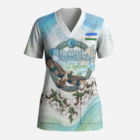 Uzbekistan Independence Day Scrub Top Honor The Legacy Flying Eagle Plants National Emblem
