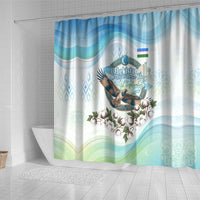 Uzbekistan Independence Day Shower Curtain Honor The Legacy Flying Eagle Plants National Emblem
