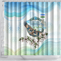 Uzbekistan Independence Day Shower Curtain Honor The Legacy Flying Eagle Plants National Emblem