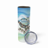 Uzbekistan Independence Day Skinny Tumbler Honor The Legacy Flying Eagle Plants National Emblem