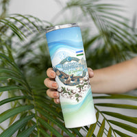 Uzbekistan Independence Day Skinny Tumbler Honor The Legacy Flying Eagle Plants National Emblem