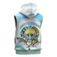 Uzbekistan Independence Day Sleeveless Zip Hoodie Honor The Legacy Flying Eagle Plants National Emblem